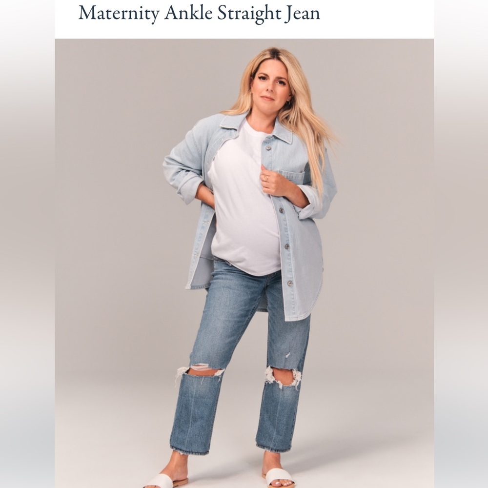 The ankle straight maternity jeans in short